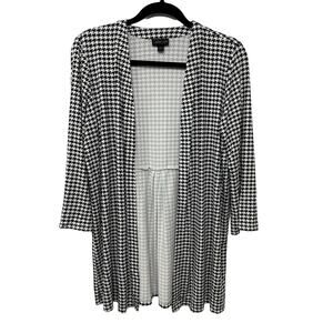 J. Jill Wearever Houndstooth Alabama Open Front Cardigan Stretch Womens S Office